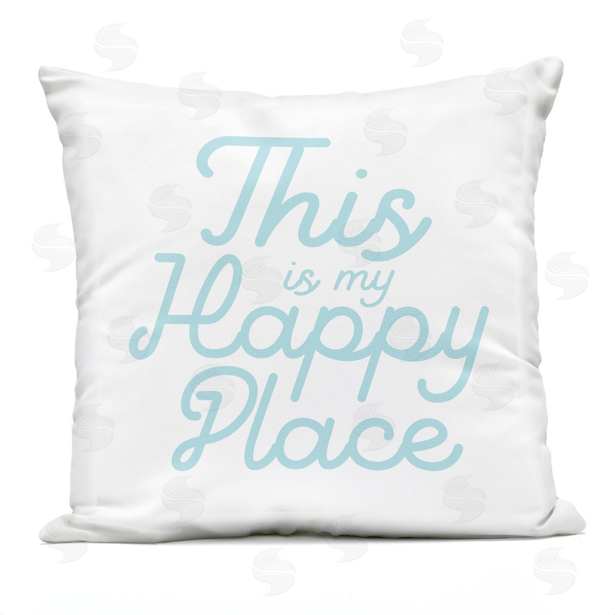 Happy Place Blue Simple Script Text Quote Outdoor Printed Pillow, Home Decor by Stupell Studio