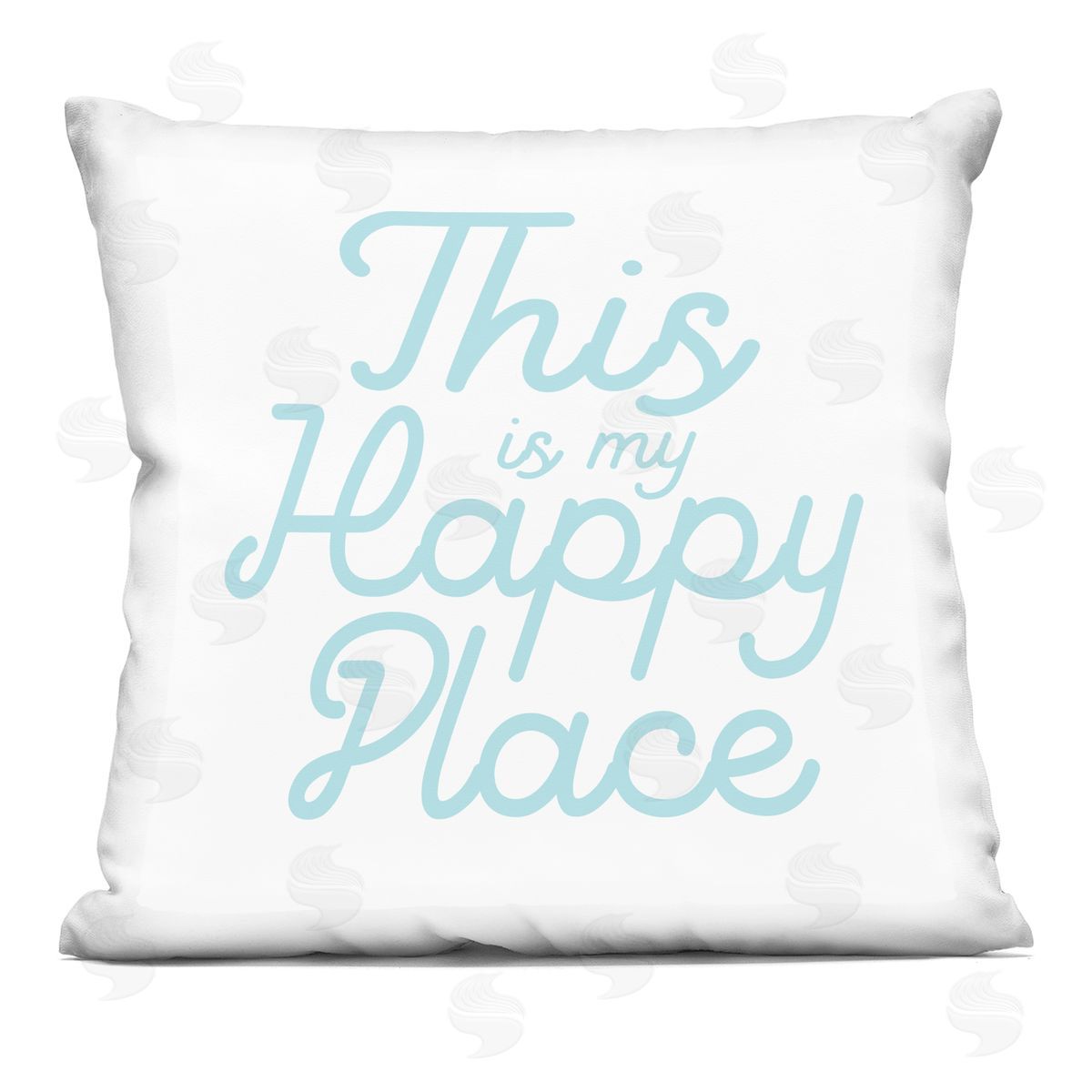 Happy Place Blue Simple Script Text Quote Decorative Printed Pillow, Home Decor by Stupell Studio