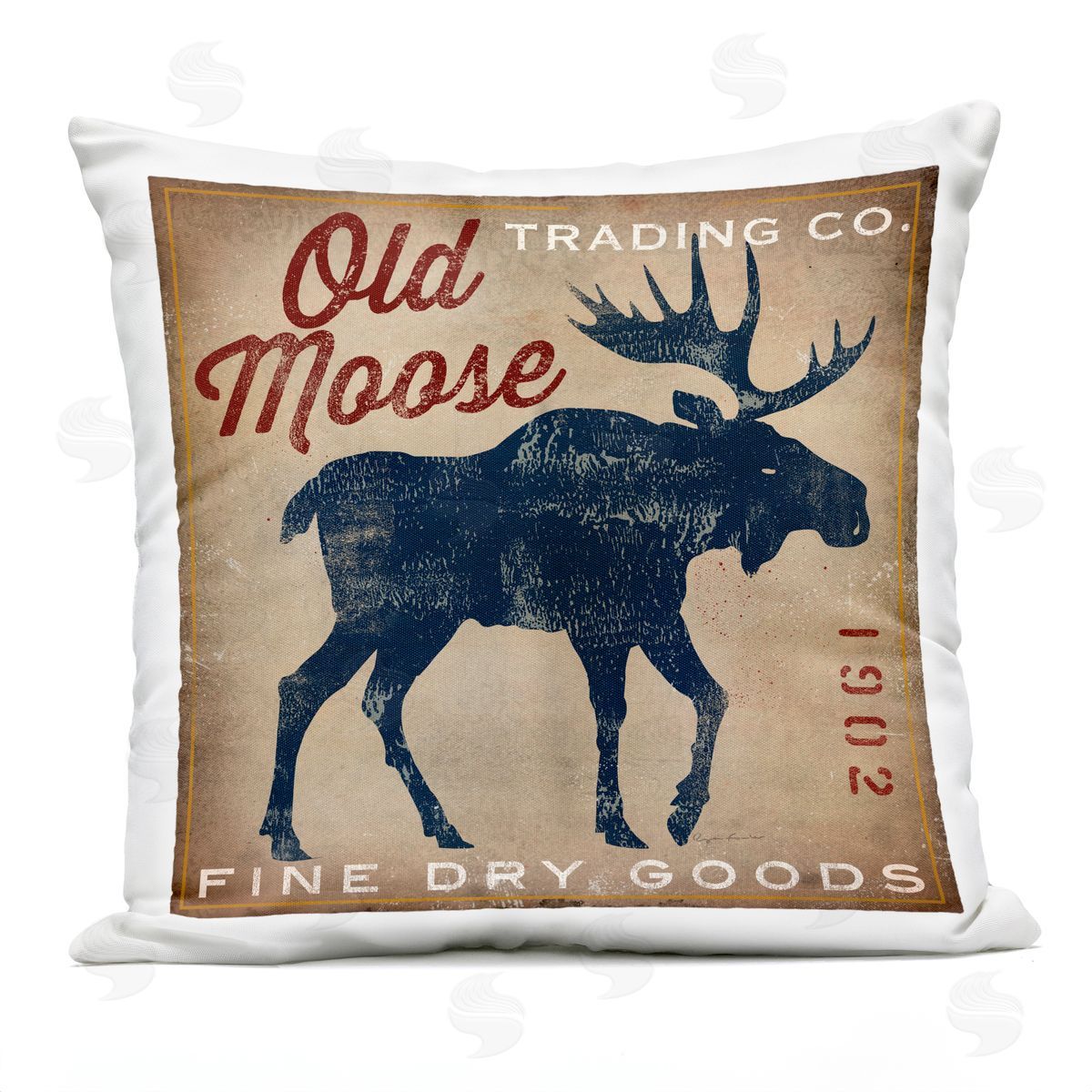 Vintage Dry Goods Rustic Moose Silhouette Wildlife Outdoor Printed Pillow, Home Decor by Ryan Fowler