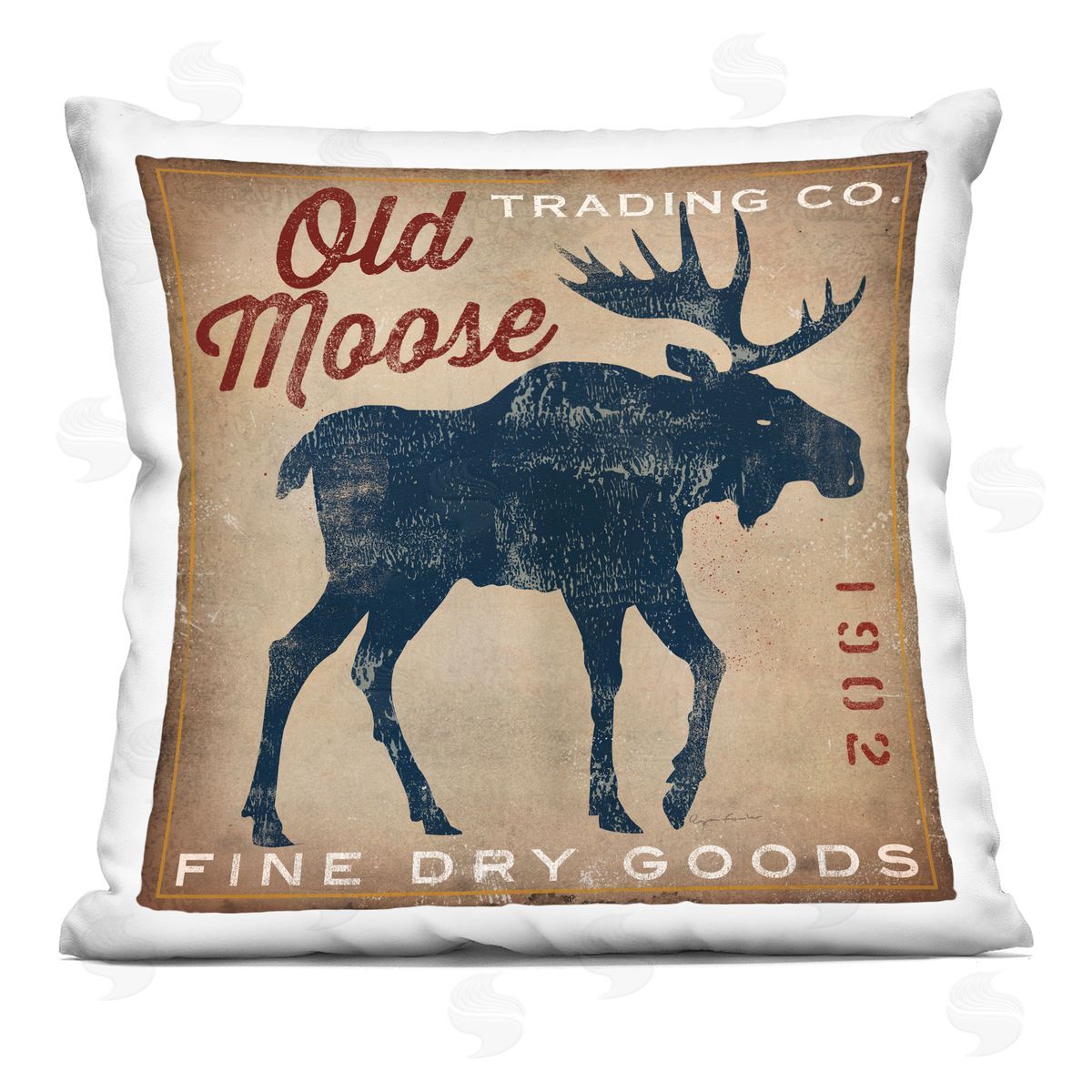 Vintage Dry Goods Rustic Moose Silhouette Wildlife Decorative Printed Pillow, Home Decor by Ryan Fowler