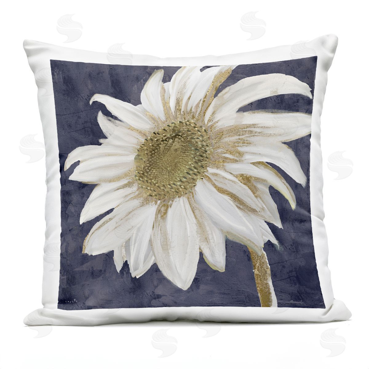 Blooming White Daisy Flower Abstract Glam Detail Outdoor Printed Pillow, Home Decor by Sophie 6