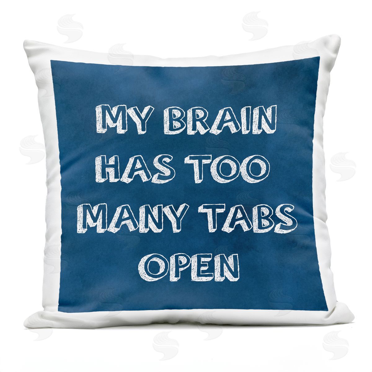 Too Many Tabs Humorous Blue Typography Phrase Outdoor Printed Pillow, Home Decor by Sundance Group