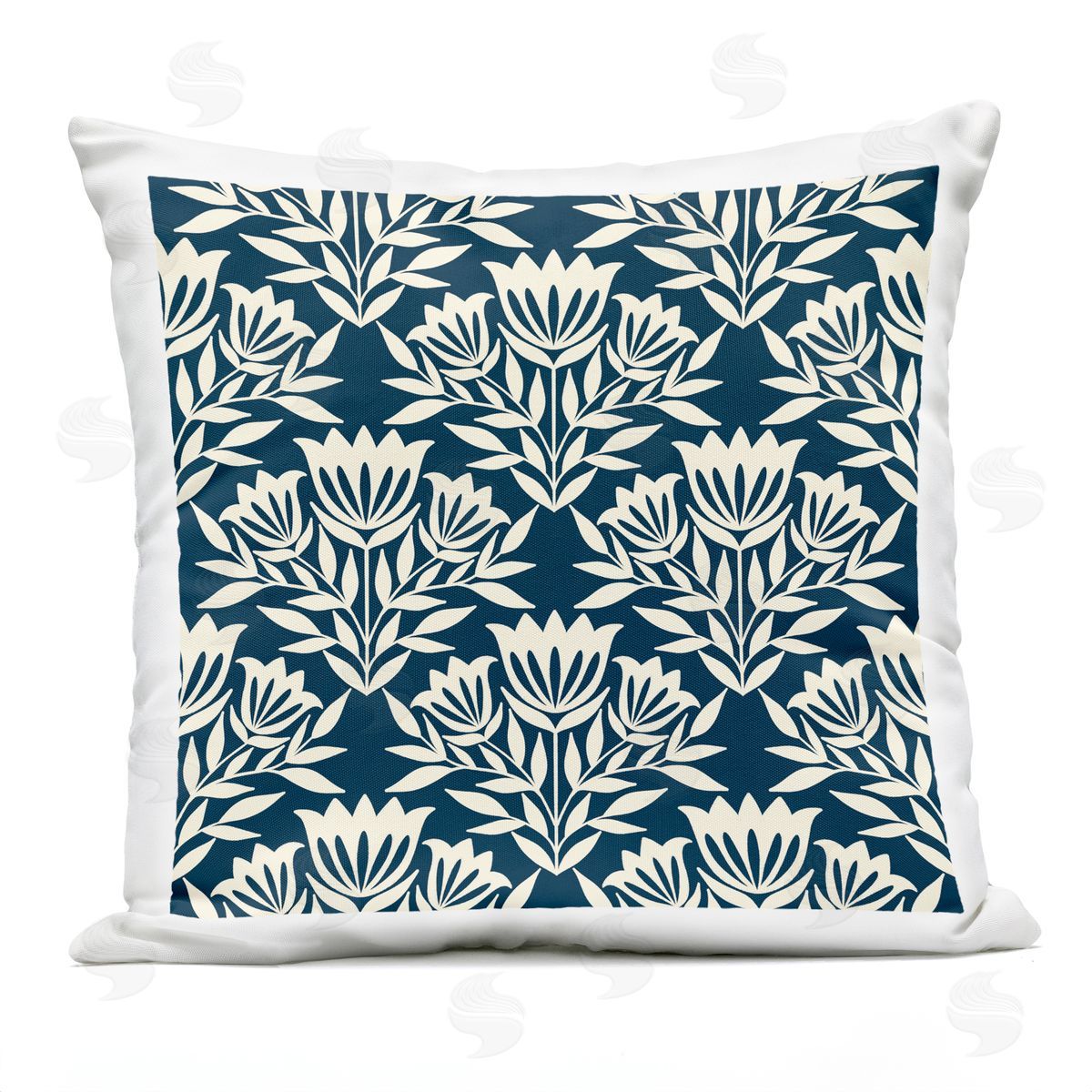 Traditional Cream Flower Bouquet Repeating Pattern Outdoor Printed Pillow, Home Decor by Taylor Shannon Designs