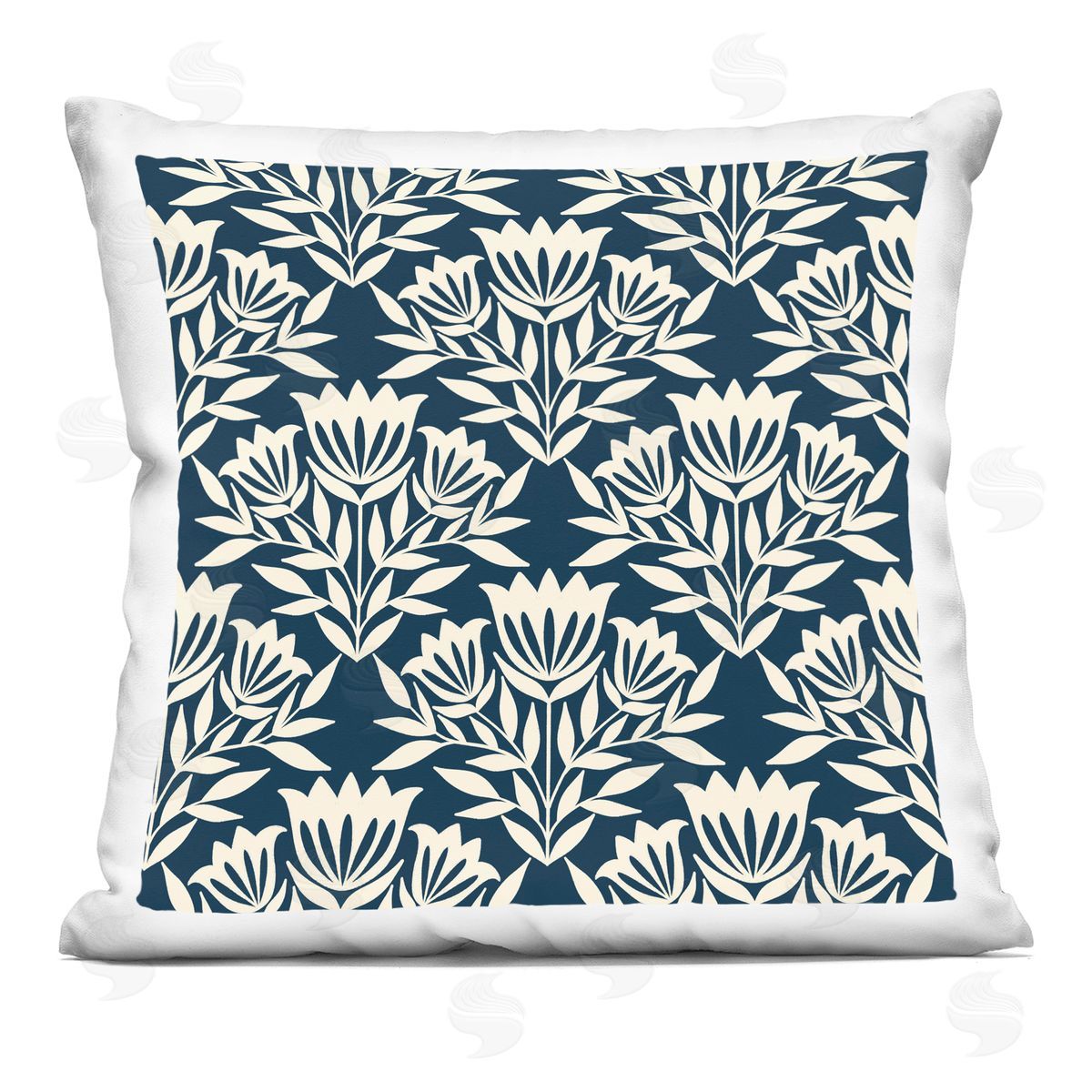 Traditional Cream Flower Bouquet Repeating Pattern Decorative Printed Pillow, Home Decor by Taylor Shannon Designs