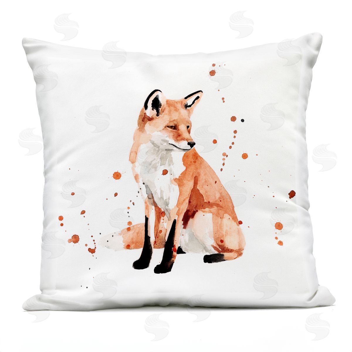 Sitting Fox Orange Wildlife Animal Portrait Outdoor Printed Pillow, Home Decor by Victoria Borges