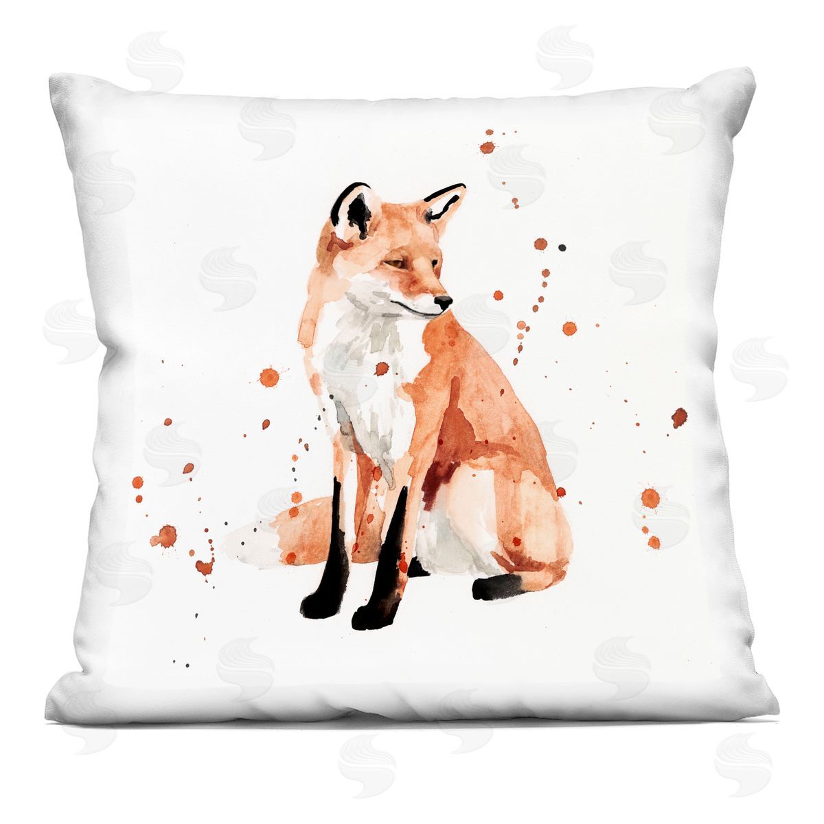 Sitting Fox Orange Wildlife Animal Portrait Decorative Printed Pillow, Home Decor by Victoria Borges
