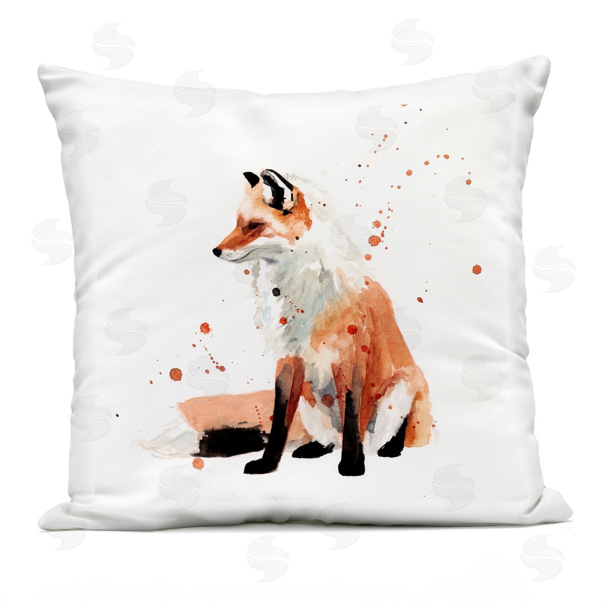 Red Fox Sitting Minimal Wildlife Nature Outdoor Printed Pillow, Home Decor by Victoria Borges