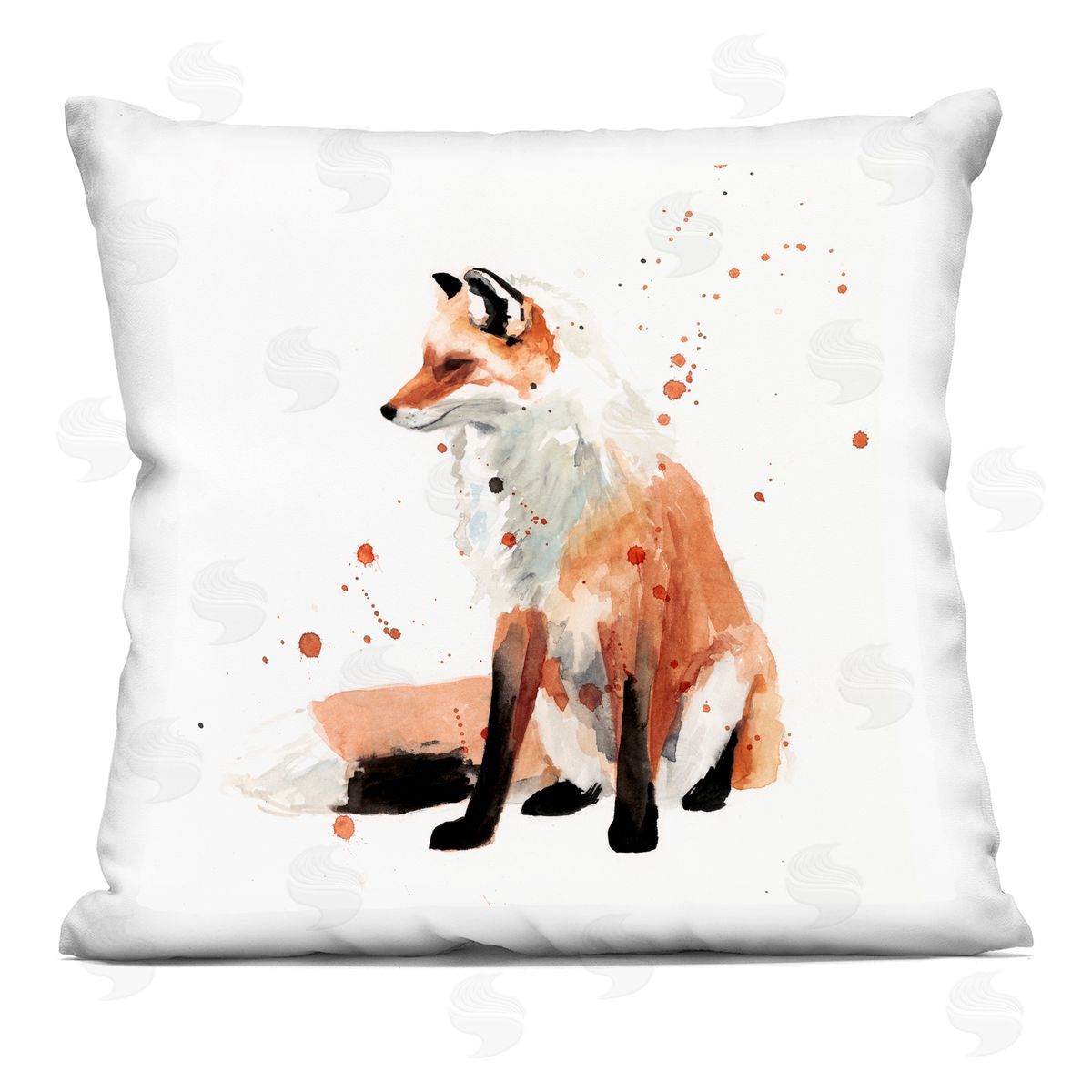 Red Fox Sitting Minimal Wildlife Nature Decorative Printed Pillow, Home Decor by Victoria Borges
