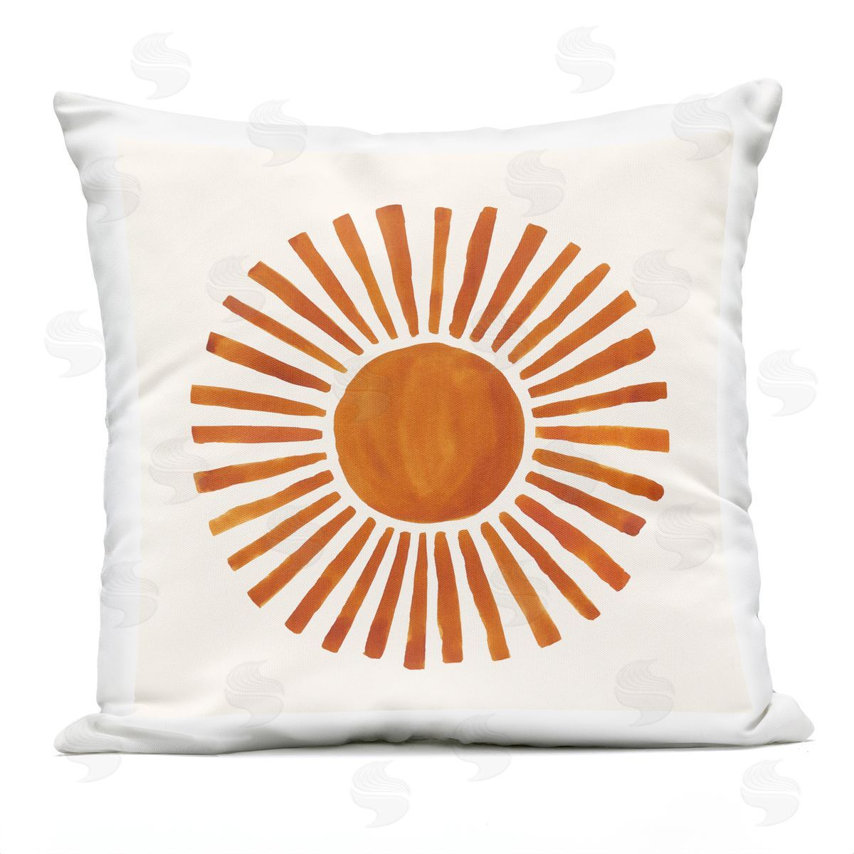 Orange Boho Sun Rays Nature Kids Design Outdoor Printed Pillow, Home Decor by Heather McLaughlin