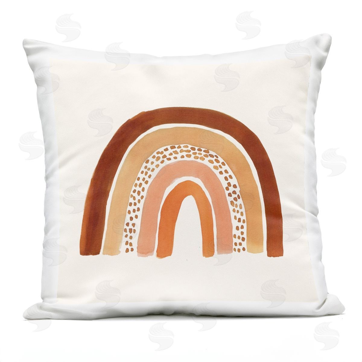 Orange Patterned Rainbow Casual Boho Kids Outdoor Printed Pillow, Home Decor by Heather McLaughlin