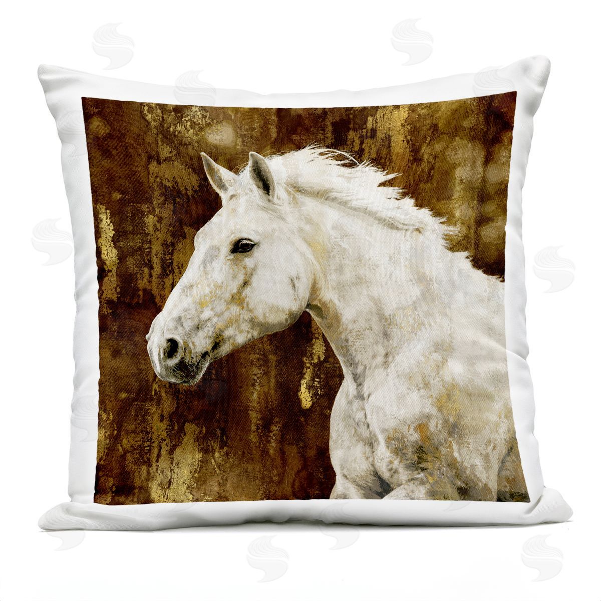 White Stallion Horse Wildlife Animal Portrait Outdoor Printed Pillow, Home Decor by Melonie Miller