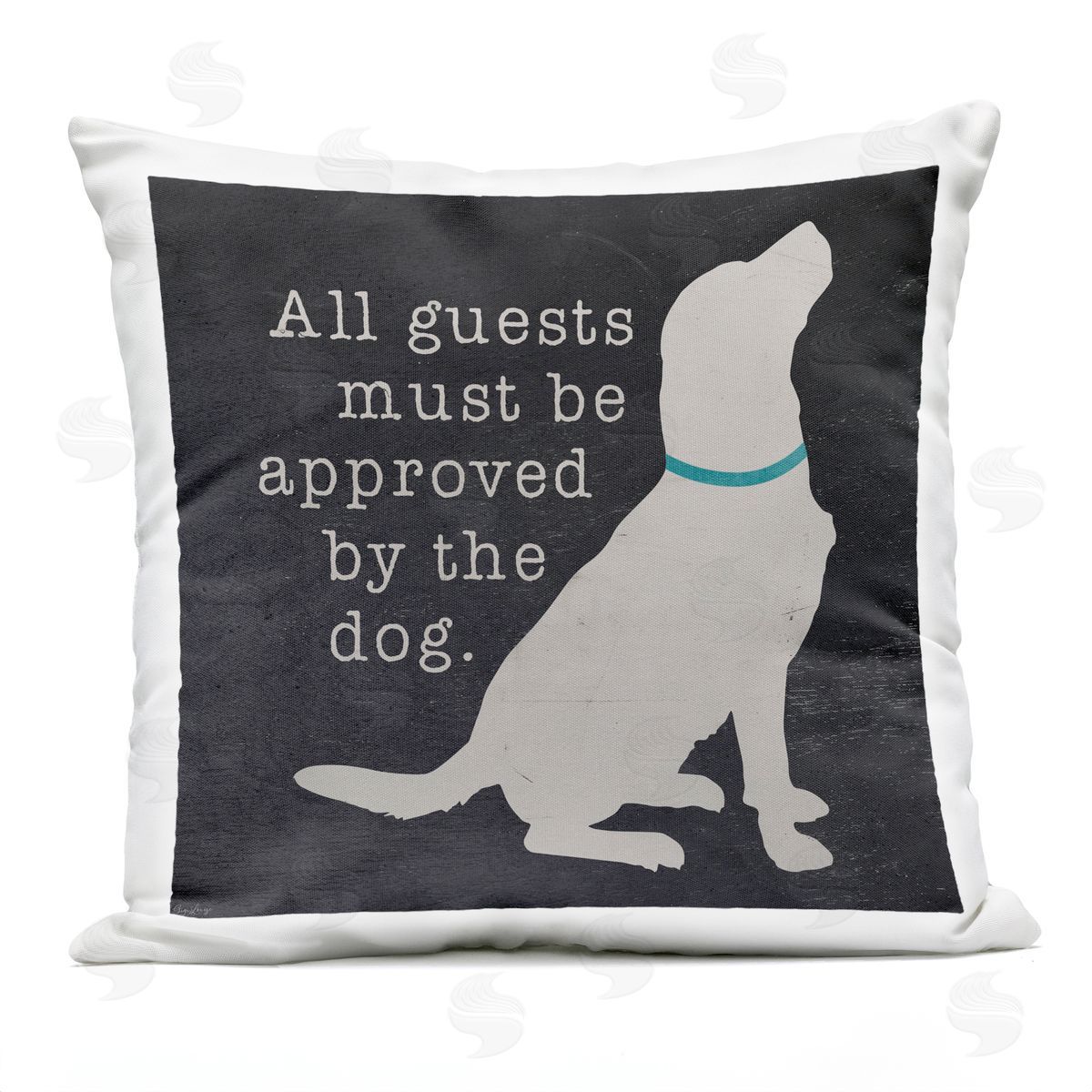 All Guests Dog Approved Rustic Pet Silhouette Outdoor Printed Pillow, Home Decor by Gigi Louise