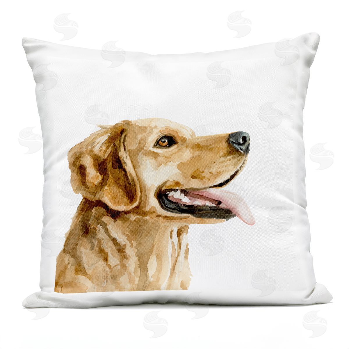 Smiling Labrador Dog Portrait Casual White Background Outdoor Printed Pillow, Home Decor by Victoria Barnes