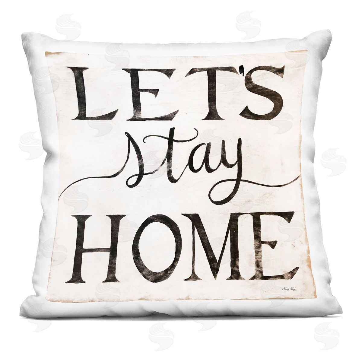 Vintage Let's Stay Home Rustic Farmhouse Phrase Decorative Printed Pillow, Home Decor by Cindy Jacobs