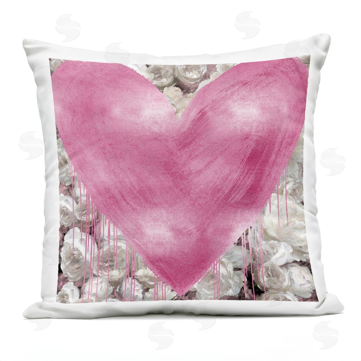 Street Style Pink Heart Rose Blossom Flowers Outdoor Printed Pillow, Home Decor by Lindsay Rodgers