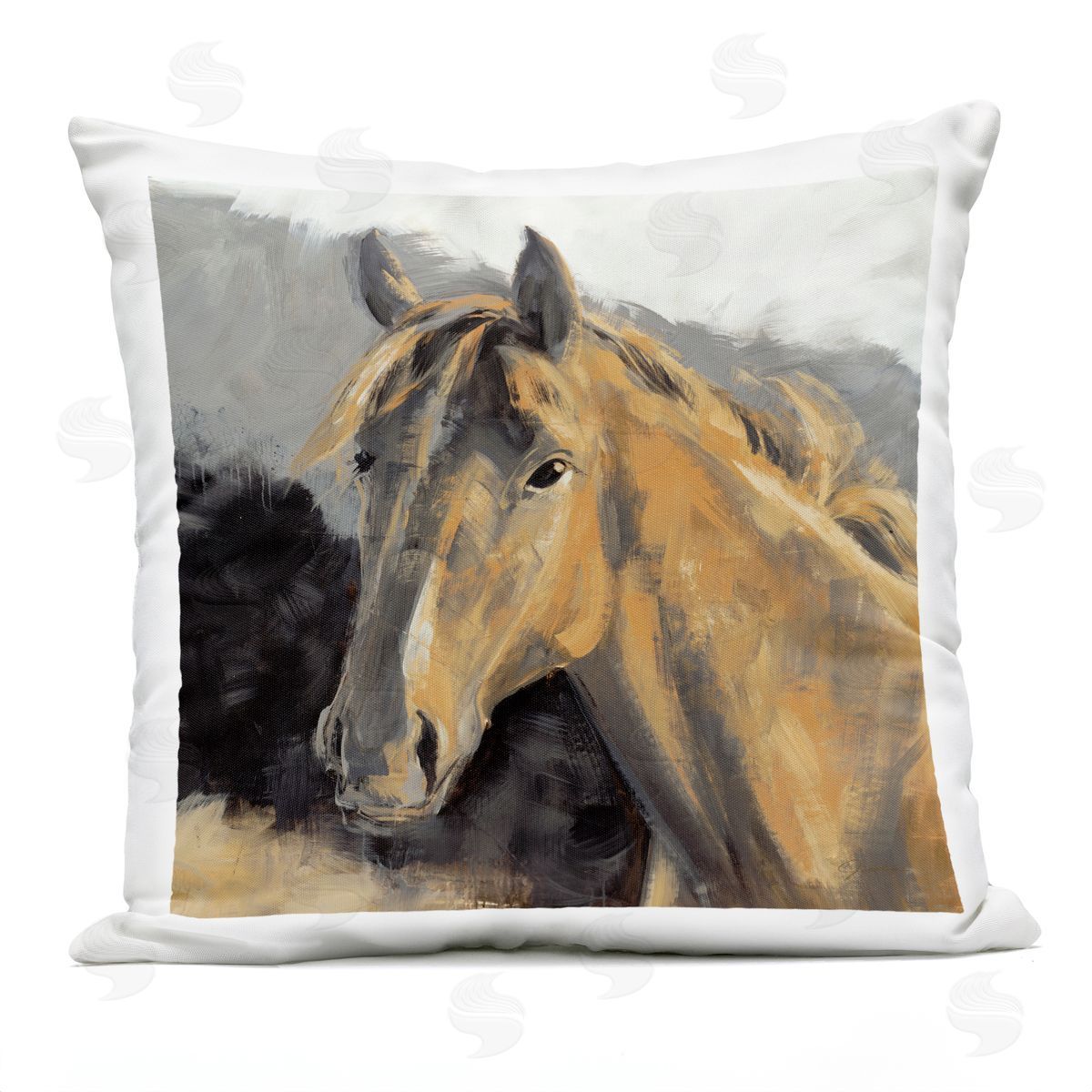 Southwestern Country Horse Brown Rural Portrait Outdoor Printed Pillow, Home Decor by Liz Jardine