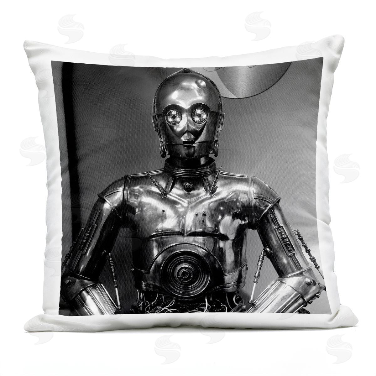 Iconic Robot Science Fiction Monochrome Character Outdoor Printed Pillow, Home Decor by Nice Nshuti
