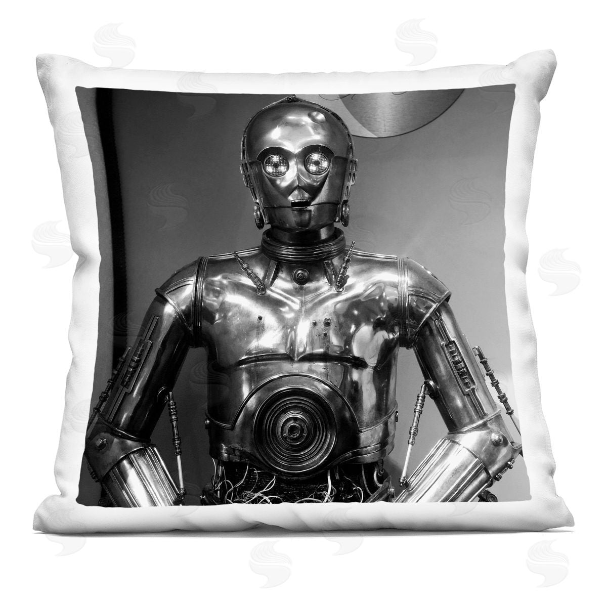 Iconic Robot Science Fiction Monochrome Character Decorative Printed Pillow, Home Decor by Nice Nshuti