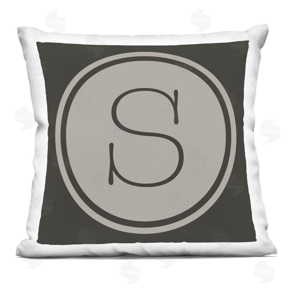 Modern S Initial Typewriter Key Circle Style Decorative Printed Pillow, Home Decor by Ziwei Li