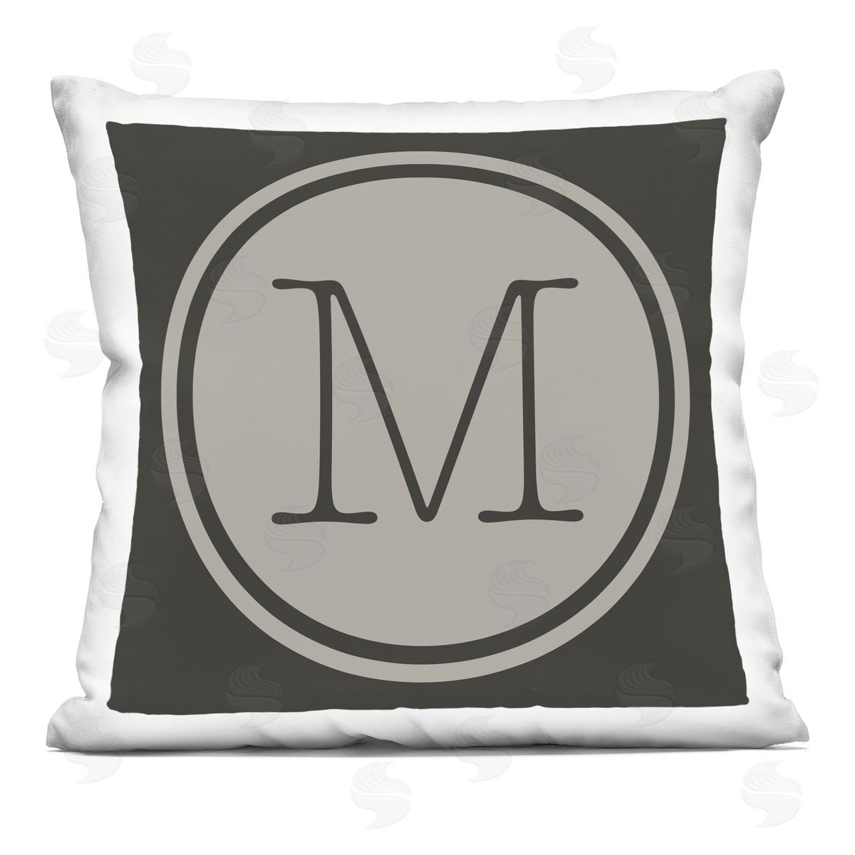 Vintage M Initial Circular Typewriter Key Decorative Printed Pillow, Home Decor by Ziwei Li