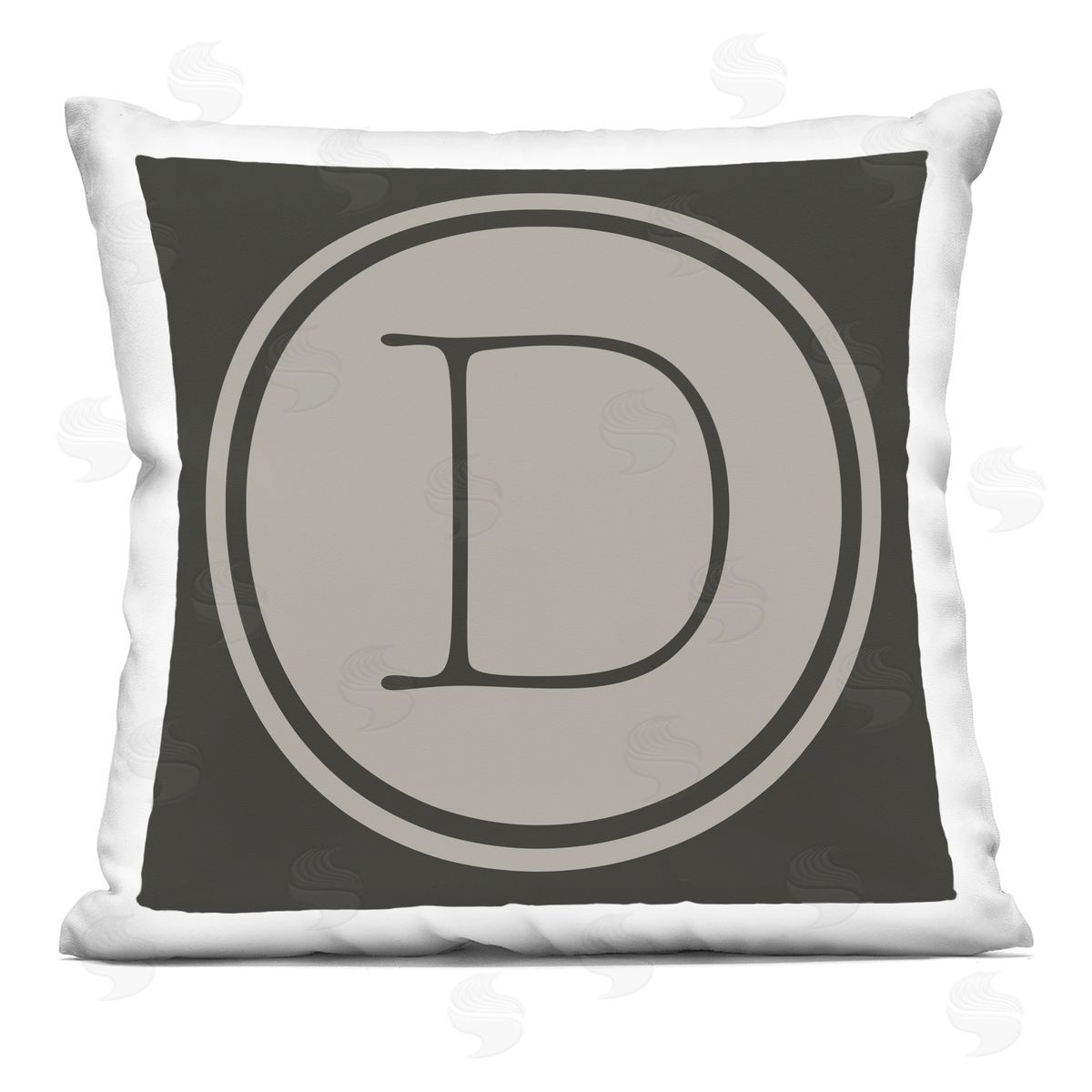 Modern D Initial Circular Typewriter Key Shape Decorative Printed Pillow, Home Decor by Ziwei Li