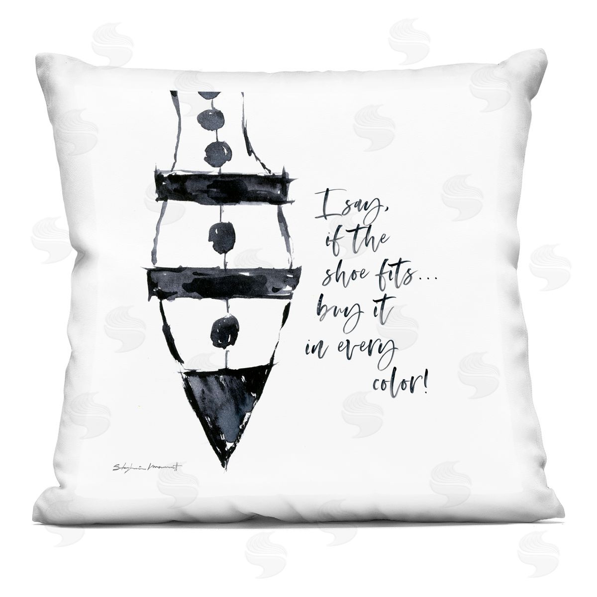 If The Shoe Fits Fashion Heel Phrase Decorative Printed Pillow, Home Decor by Stephanie Workman Marrott