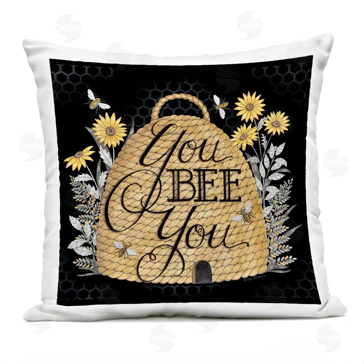 Bee You Inspirational Beehive Insect Phrase Outdoor Printed Pillow, Home Decor by Deb Strain
