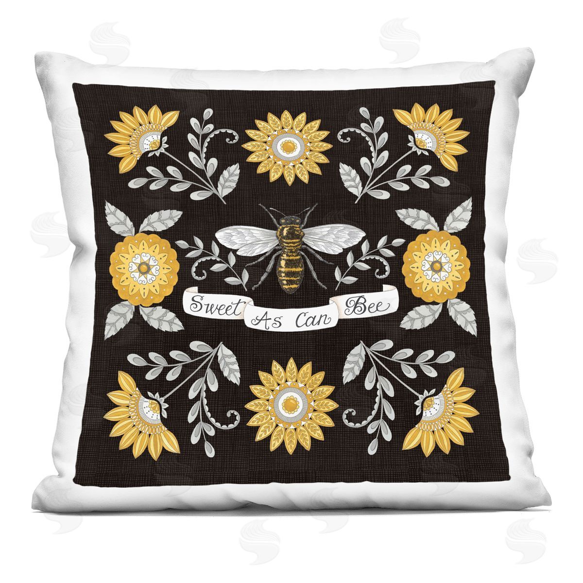 Sweet As Can Bee Vintage Boho Floral Pattern Decorative Printed Pillow, Home Decor by Deb Strain
