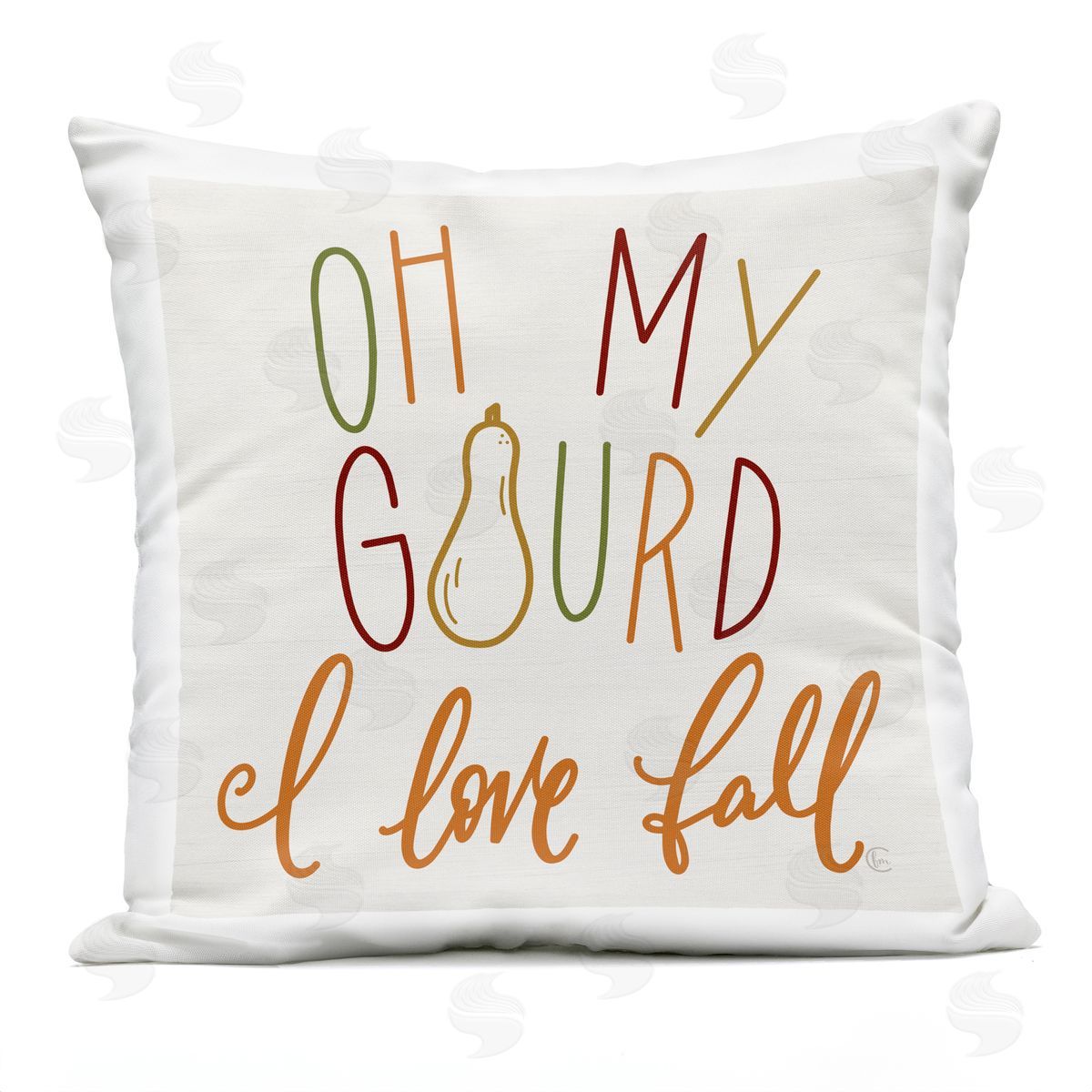 Oh My Gourd Autumn Calligraphy Phrase Outdoor Printed Pillow, Home Decor by Fearfully Made Creations