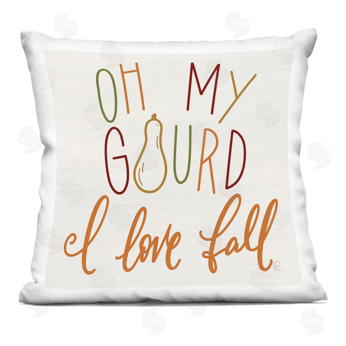 Oh My Gourd Autumn Calligraphy Phrase Decorative Printed Pillow, Home Decor by Fearfully Made Creations