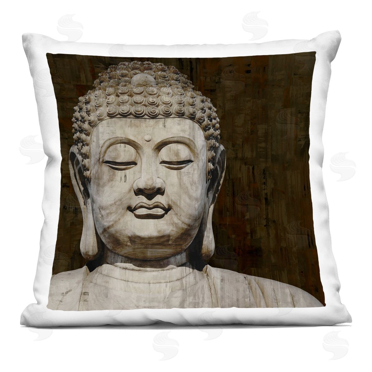 Calm Buddha Spiritual Shrine Figure Portrait Decorative Printed Pillow, Home Decor by Tom Bray