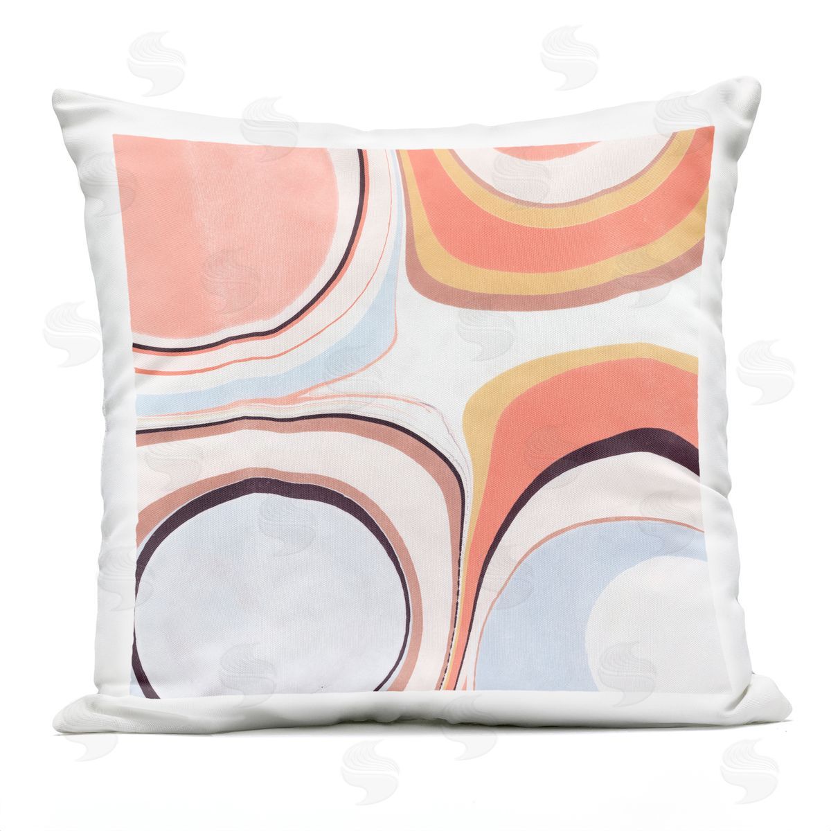 Groovy Pink Orange Abstract Fluid Shapes Outdoor Printed Pillow, Home Decor by Annie Warren