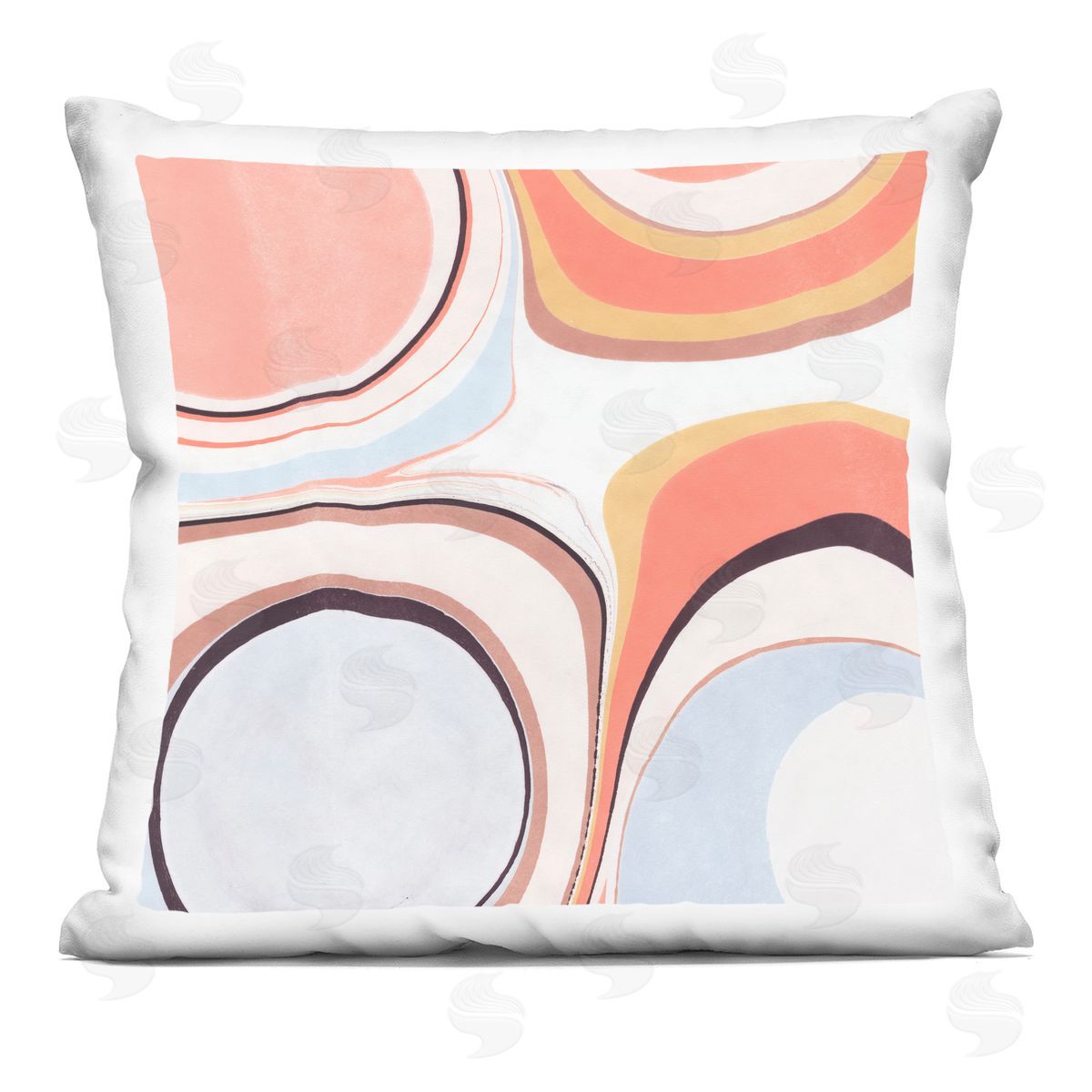 Groovy Pink Orange Abstract Fluid Shapes Decorative Printed Pillow, Home Decor by Annie Warren