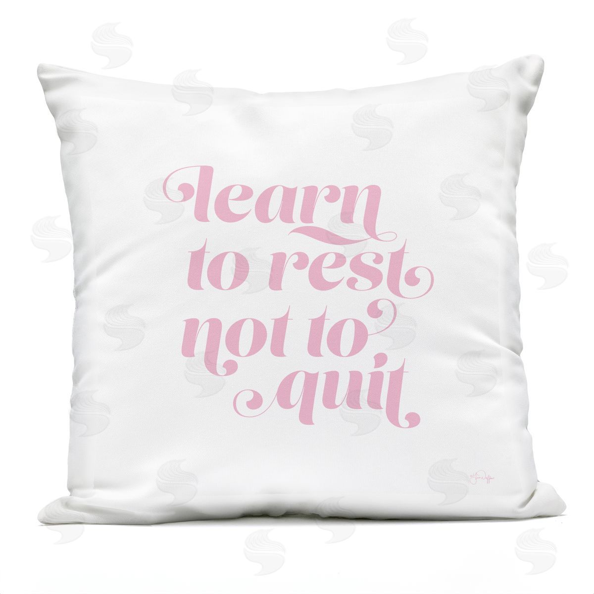 Learn To Rest Self Care Motivational Pink Typography Outdoor Printed Pillow, Home Decor by Yass Naffas Designs