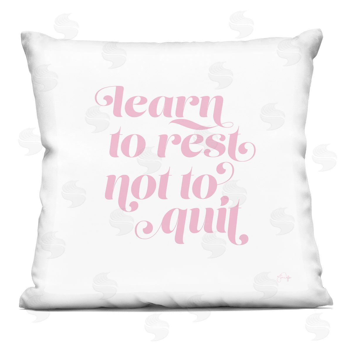 Learn To Rest Self Care Motivational Pink Typography Decorative Printed Pillow, Home Decor by Yass Naffas Designs