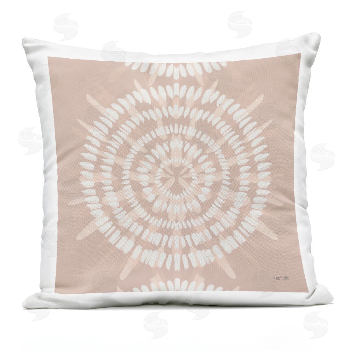 Beige Geometric Boho Mandala Circles Outdoor Printed Pillow, Home Decor by House Fenway