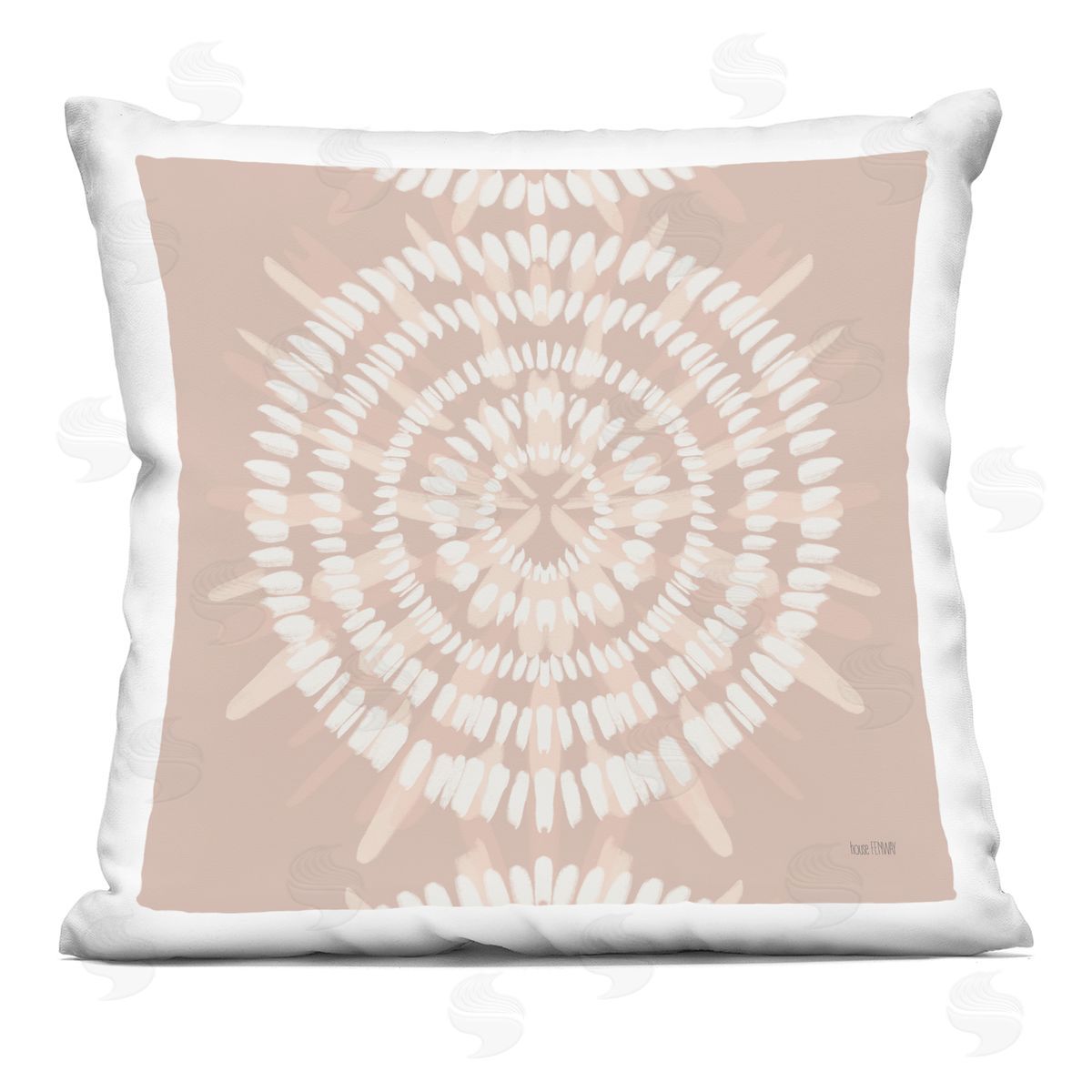 Beige Geometric Boho Mandala Circles Decorative Printed Pillow, Home Decor by House Fenway