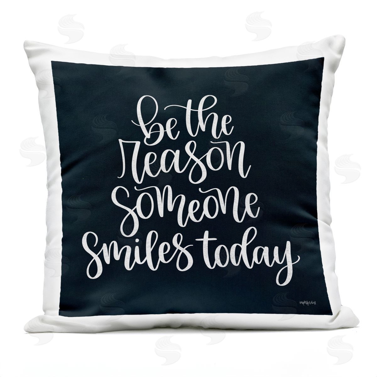 Uplifting Smile Calligraphy Black Background Outdoor Printed Pillow, Home Decor by Imperfect Dust