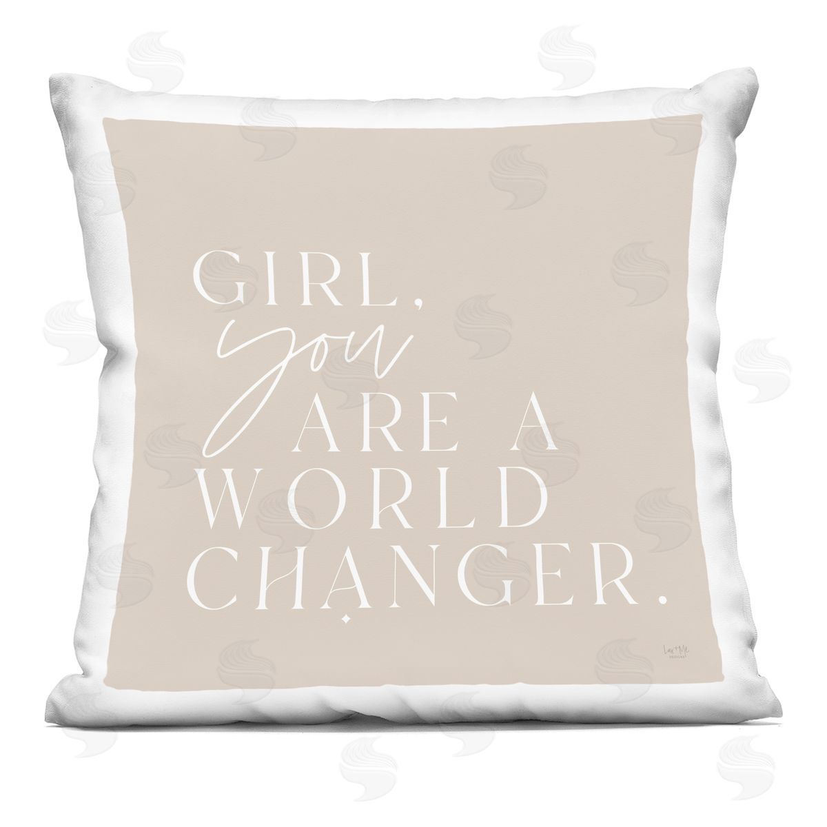 World Changer Inspirational Girls Beige Quote Decorative Printed Pillow, Home Decor by Lux + Me Designs