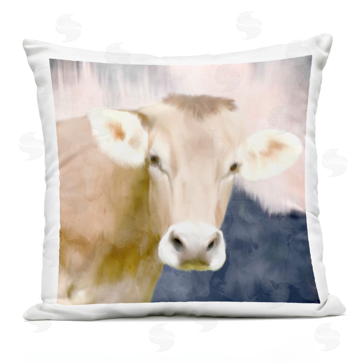 Country Cattle Cow Farm Animal Portrait Outdoor Printed Pillow, Home Decor by Kim Allen