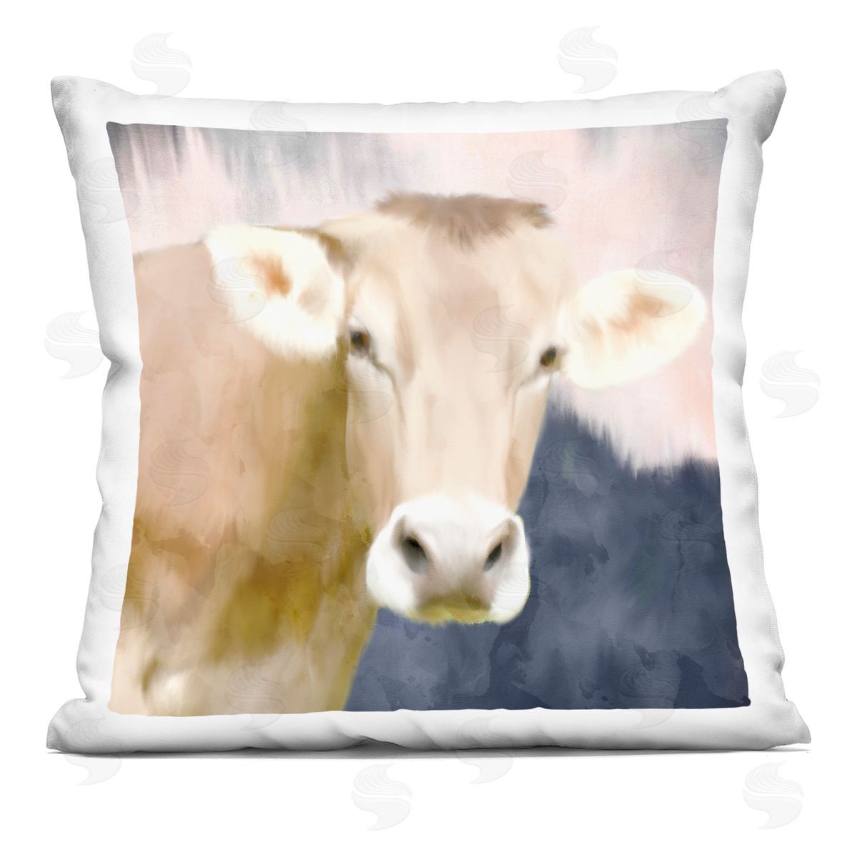 Country Cattle Cow Farm Animal Portrait Decorative Printed Pillow, Home Decor by Kim Allen