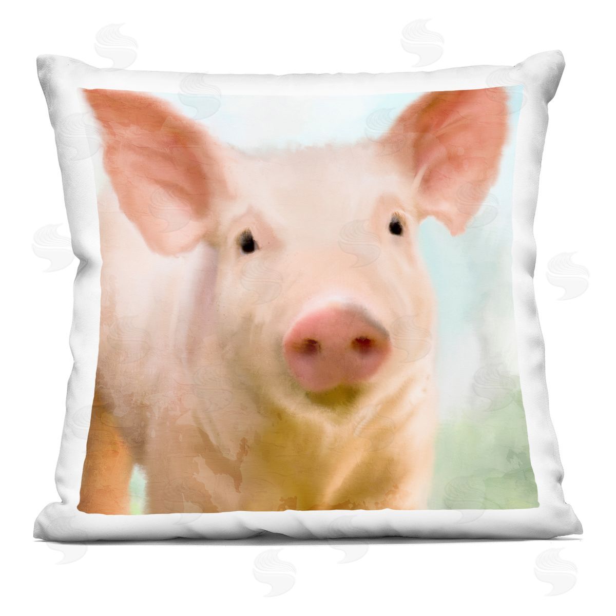 Pink Farm Pig Animal Portrait Decorative Printed Pillow, Home Decor by Kim Allen