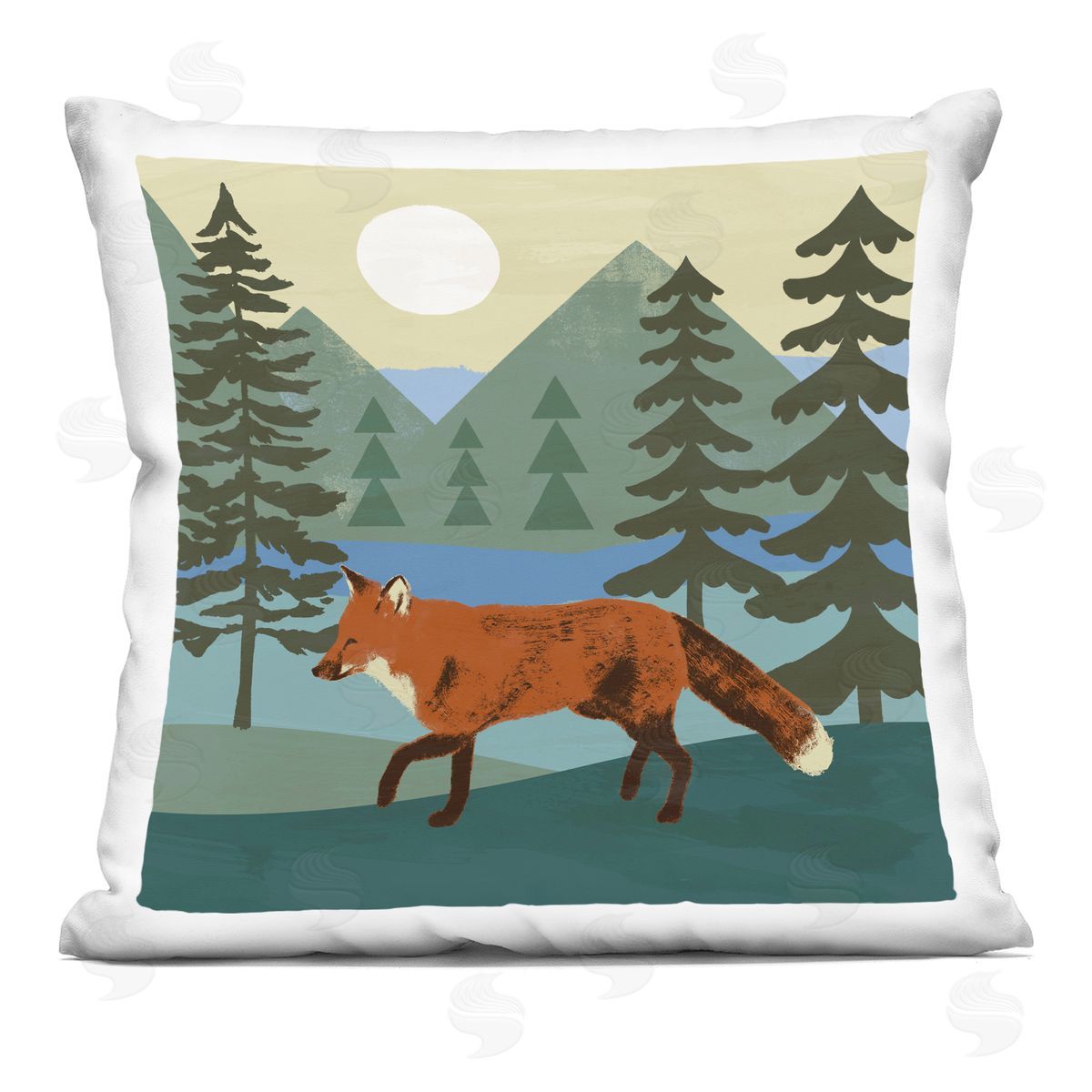 Red Fox Running Through Woodland Nature Decorative Printed Pillow, Home Decor by Victoria Barnes