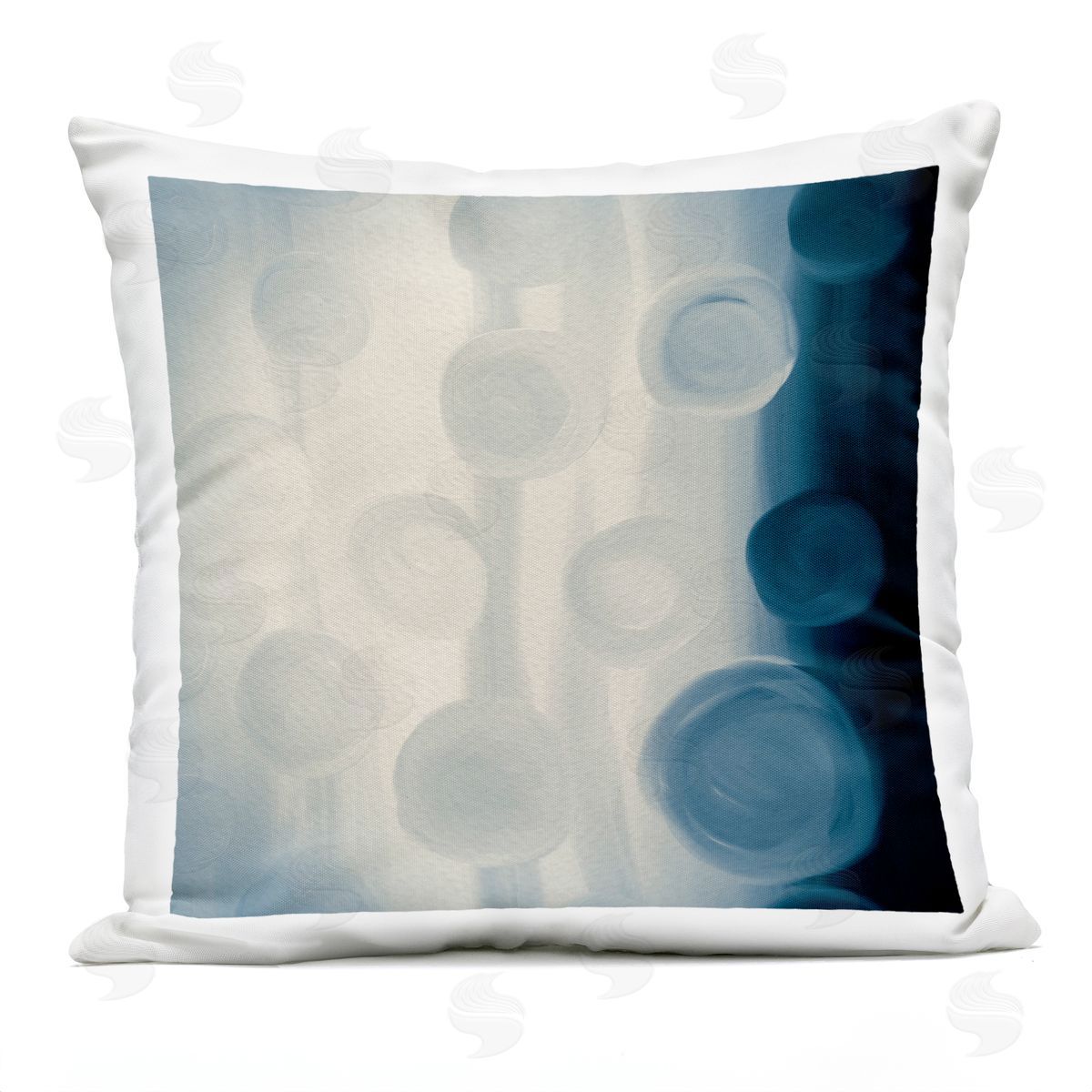 Rich Blue Abstract Circles Shapes Design Outdoor Printed Pillow, Home Decor by Amy Brinkman