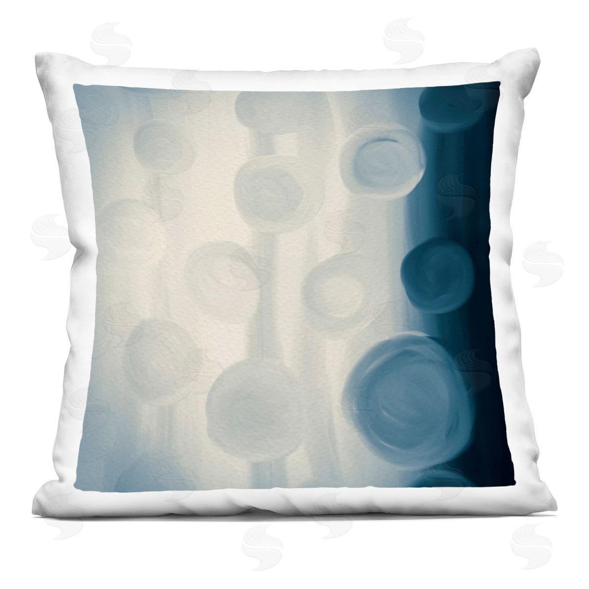Rich Blue Abstract Circles Shapes Design Decorative Printed Pillow, Home Decor by Amy Brinkman