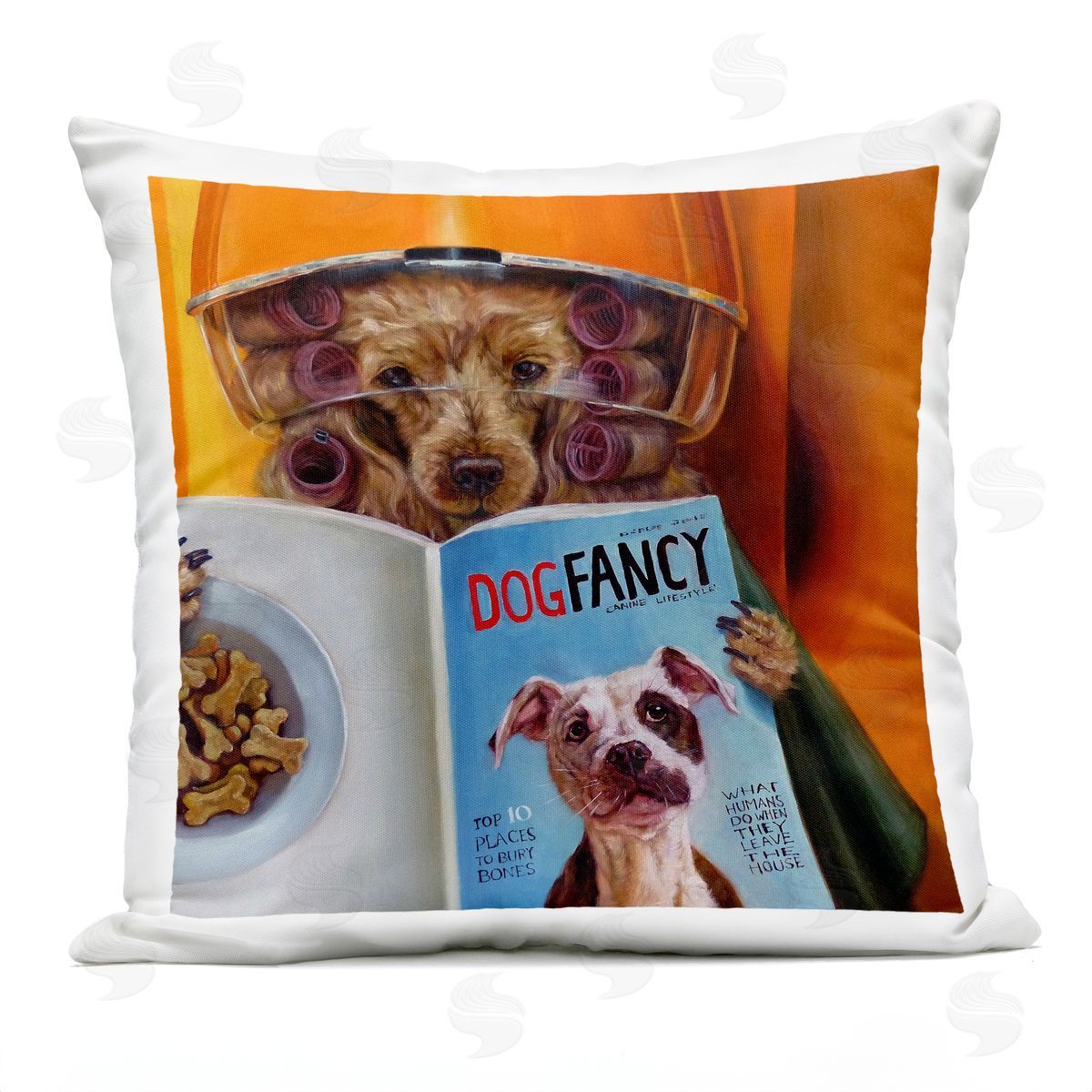 Glam Salon Dog Perm Fashion Hairstyle Magazine Outdoor Printed Pillow, Home Decor by Lucia Heffernan