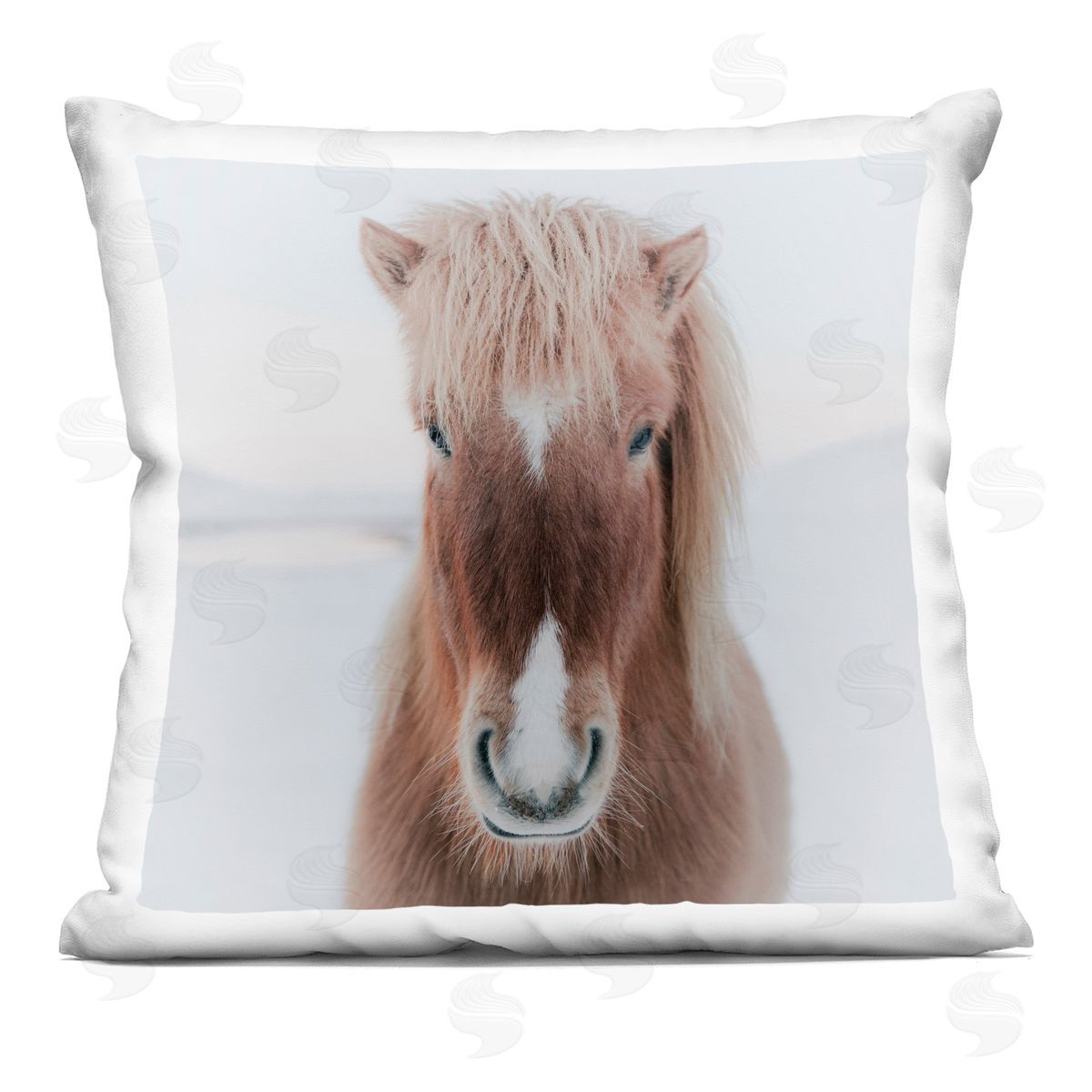 Majestic Brown Horse Niveous Winter Landscape Decorative Printed Pillow, Home Decor by Amy Brinkman
