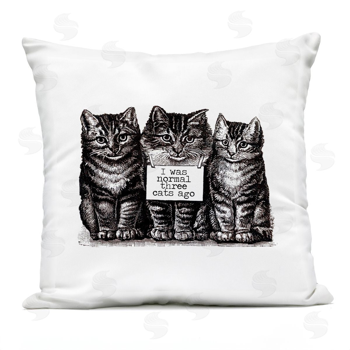 Normal Three Cats Ago Humorous Vintage Pets Outdoor Printed Pillow, Home Decor by Amy Brinkman