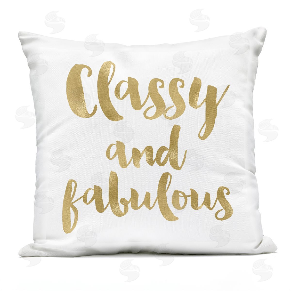 Classy & Fabulous Glam Calligraphy Phrase Outdoor Printed Pillow, Home Decor by Amy Brinkman