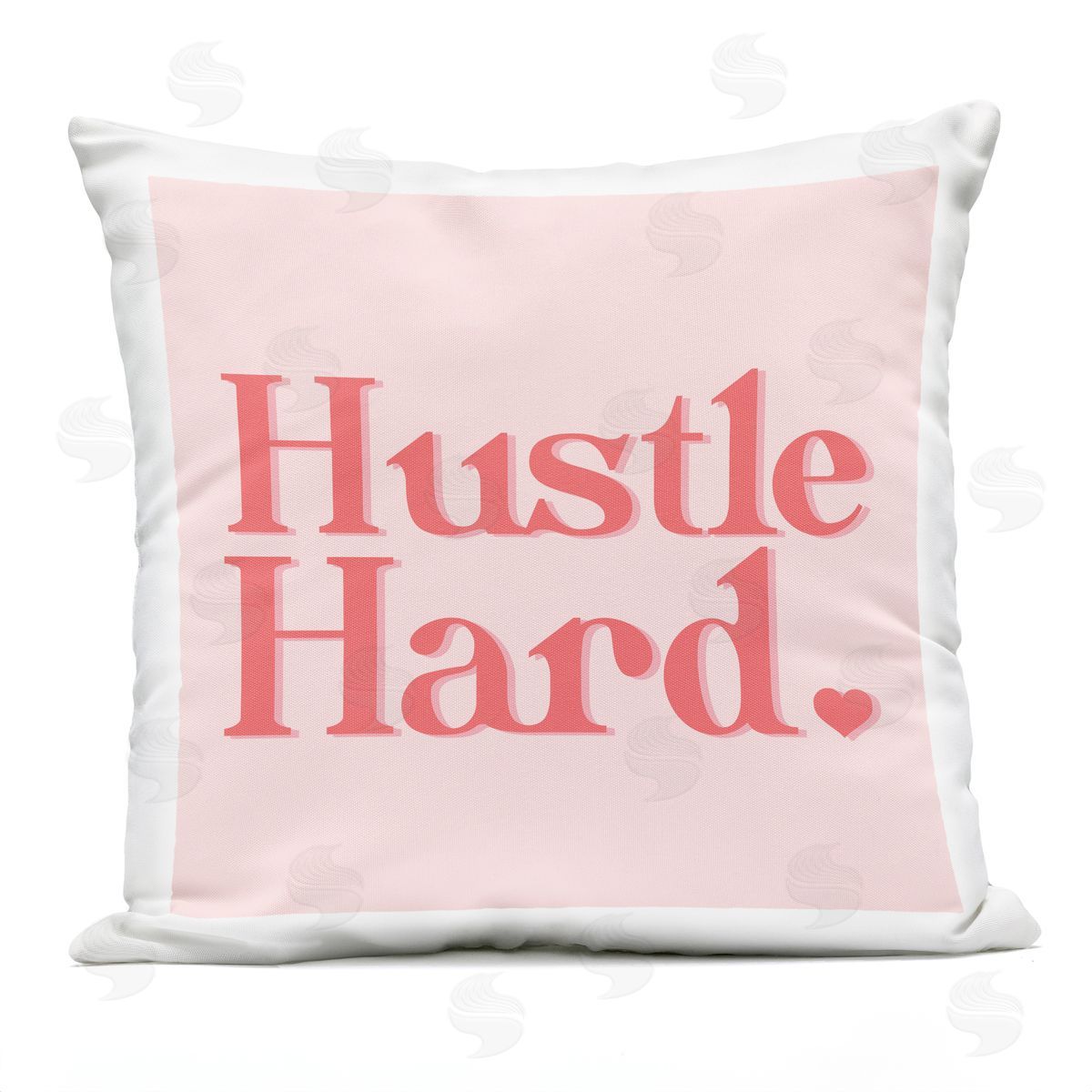 Hustle Hard Peach Coral Typography Heart Outdoor Printed Pillow, Home Decor by Stupell Studio